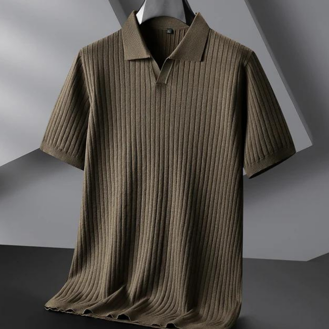 Men's Knitted Polo Shirt – Breathable Ribbed Summer Knit – view 5