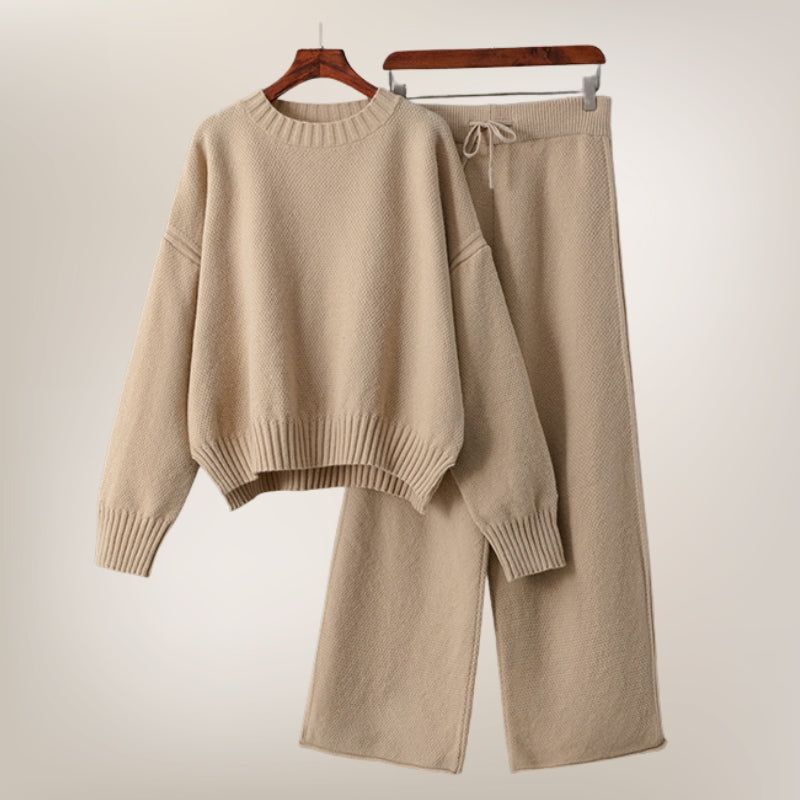 Women's Knitted Two-Piece Set – Jumper and Wide-Leg Trousers – view 6