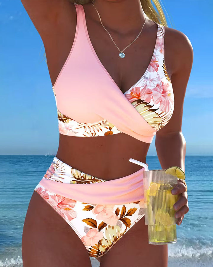 Women's Floral Wrap Bikini Set - Soft Feminine Charm