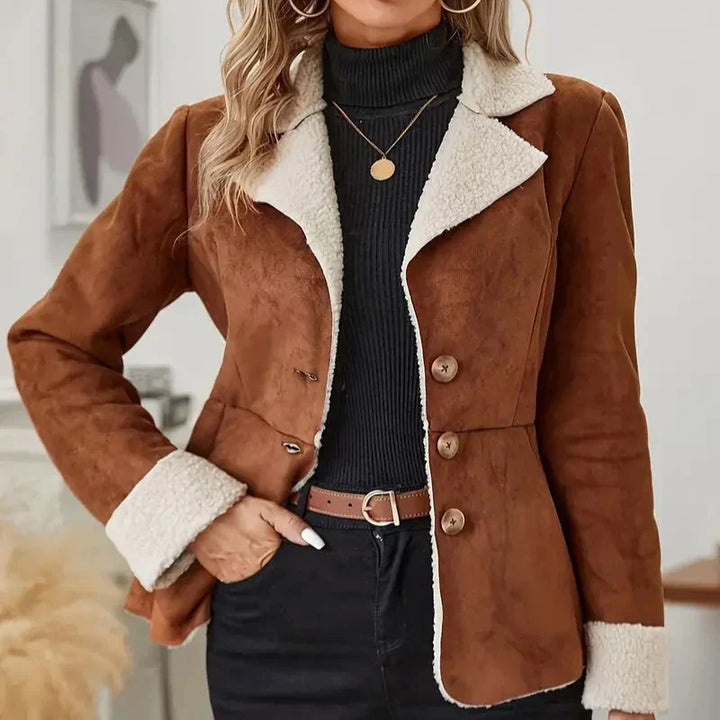 Women's Suede Sherpa-Lined Coat – Cosy Winter Statement – view 3