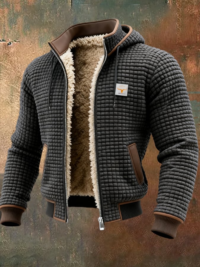 Men's Sherpa-Lined Bomber Jacket – Fleece Warmth – Leather Trim – view 6