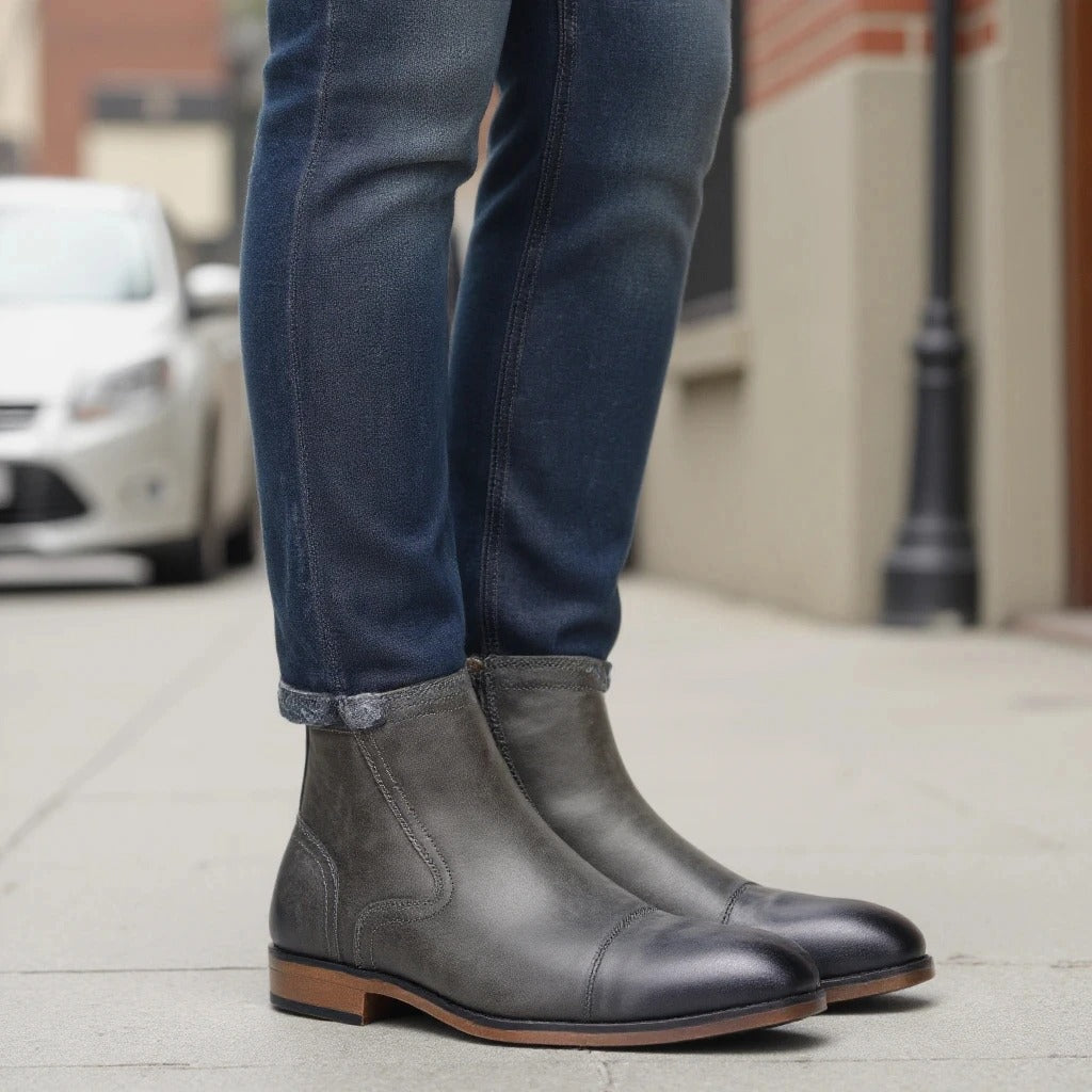 Alessio Men's Chelsea Boots – Burnished Side-Zip City Style – view 12