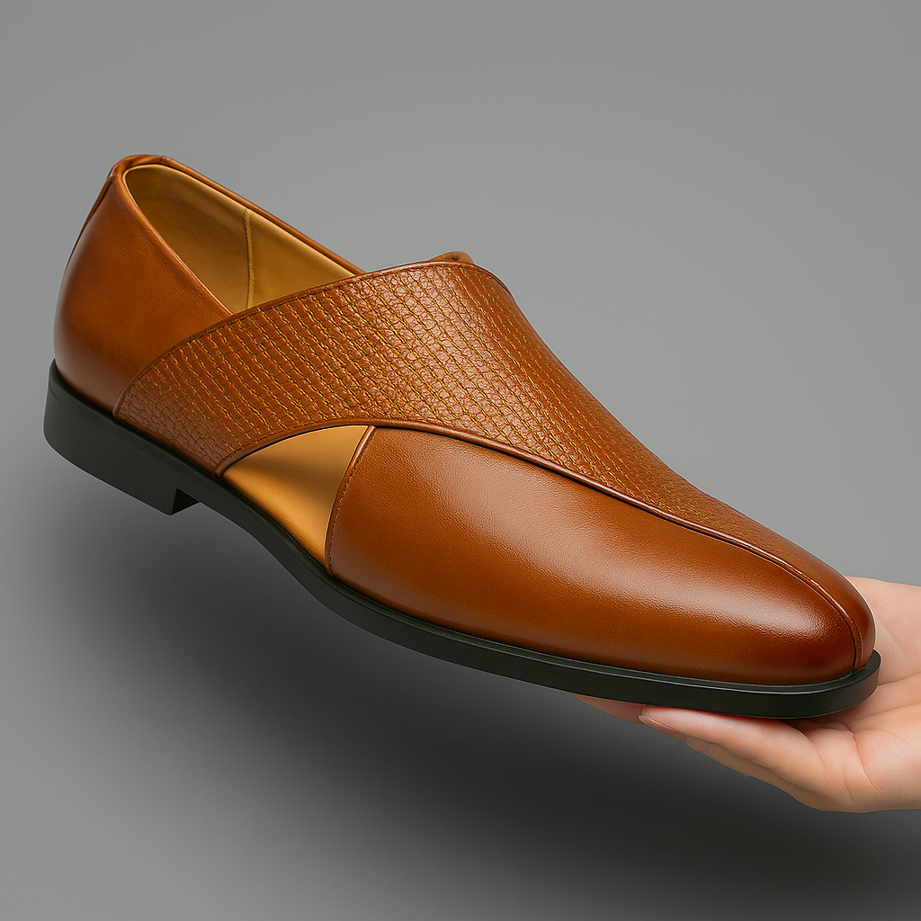 Men's Leather Cross-Strap Loafers – Smart Casual Slip-On Shoes – view 2