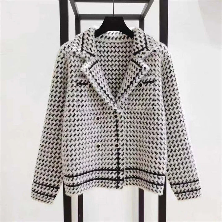 Women's Houndstooth Knit Jacket – Tailored Blazer-Style Layer – view 4