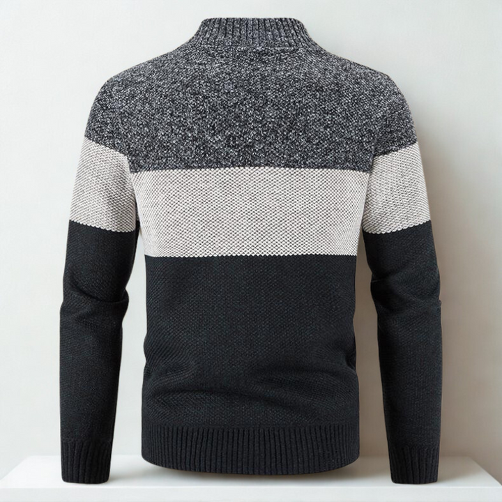 Men's Colour-Block Knit Jacket – Plaid-Lined Zip-Up Layer – view 6