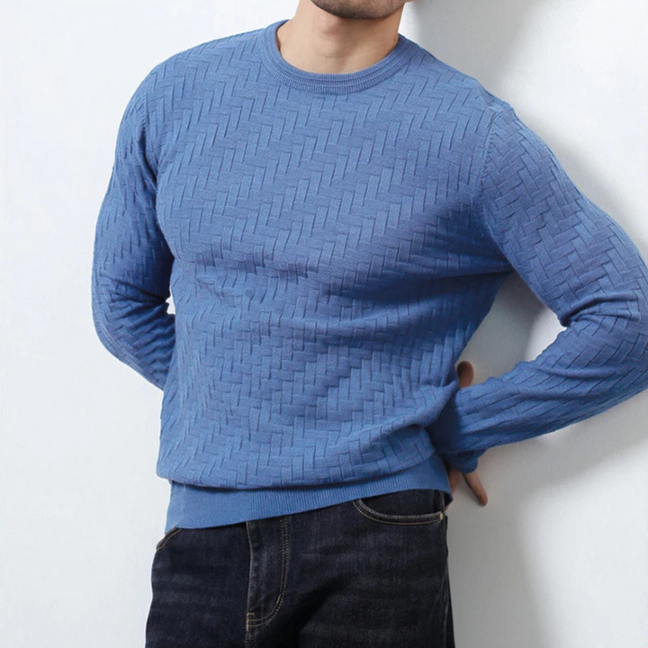 Men's Textured Knit Crew Neck Jumper – Mid-Weight Layering – view 2