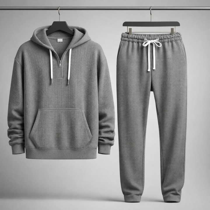 Men's Waffle-Knit Set – Quarter-Zip Hoodie & Joggers – view 9