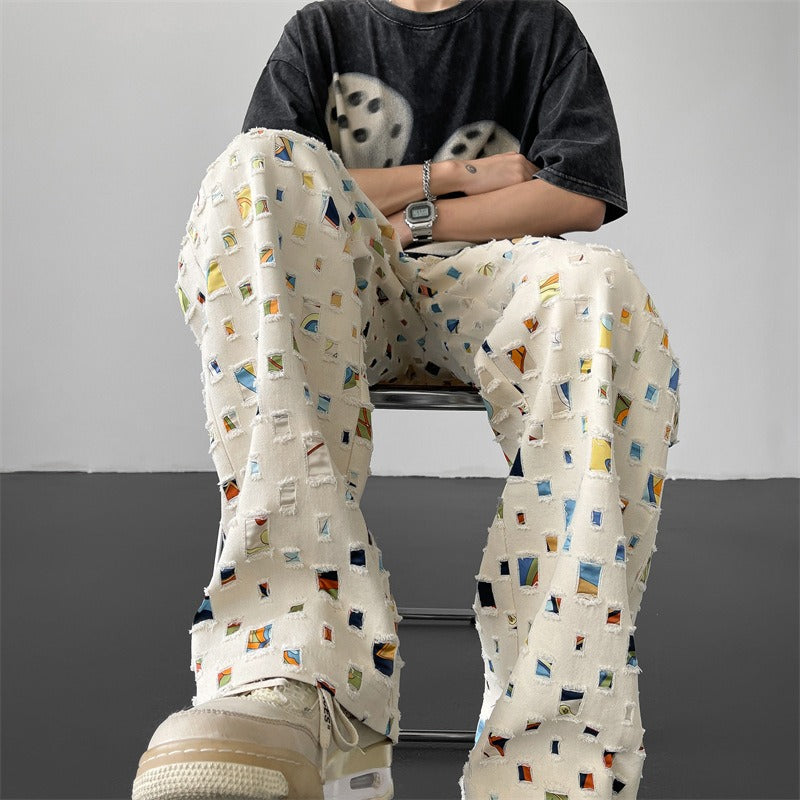 Men's Distressed Patchwork Trousers – Relaxed Streetwear Style – view 3
