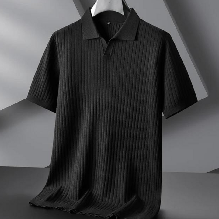 Men's Knitted Polo Shirt – Breathable Ribbed Summer Knit – view 6
