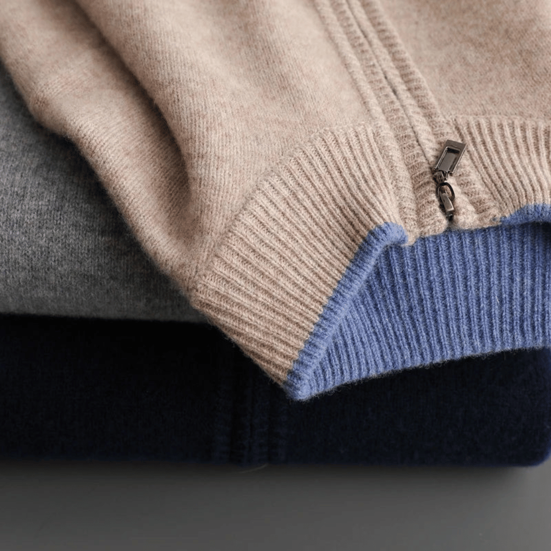 Men's Cashmere Zip Cardigan – Ashford Fine Knit Layer – view 3