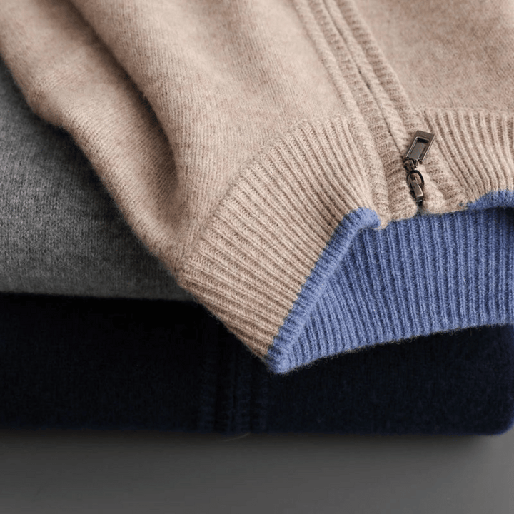 Men's Cashmere Zip Cardigan – Ashford Fine Knit Layer – view 3