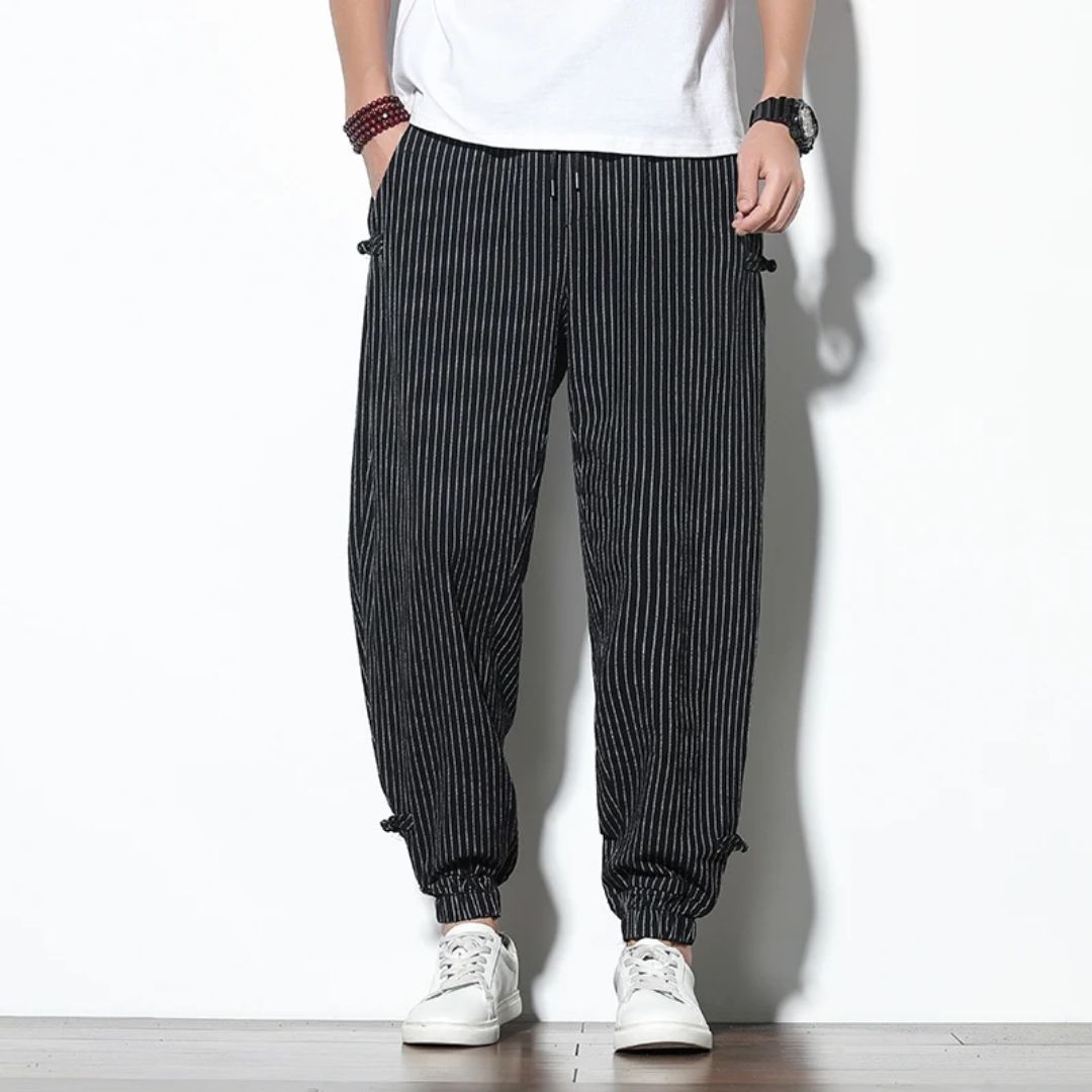 Men's Linen Blend Trousers – Amalfi Relaxed Drawstring Style – view 2