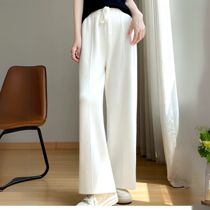 Women's Cashmere Wide-Leg Trousers – Drawstring Lounge Luxury – view 9