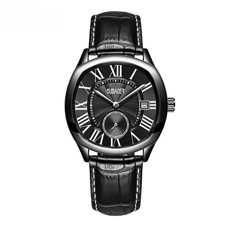 Men's Roman Numeral Watch – Leather Strap Dress Watch – view 8