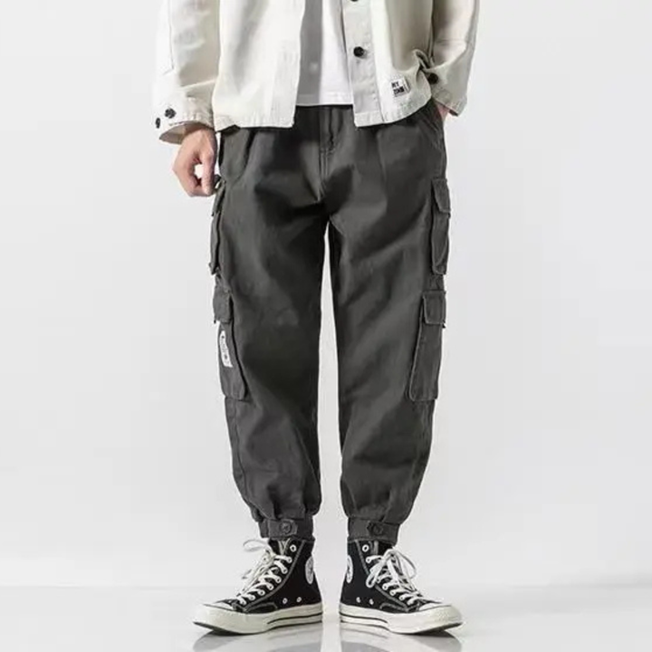 Men's Heavyweight Cotton Cargo Joggers – Tapered Utility Trousers – view 7
