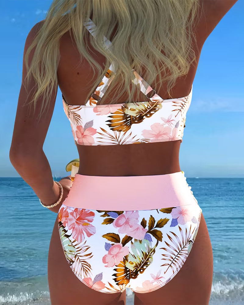 Women's Floral Wrap Bikini Set - Soft Feminine Charm
