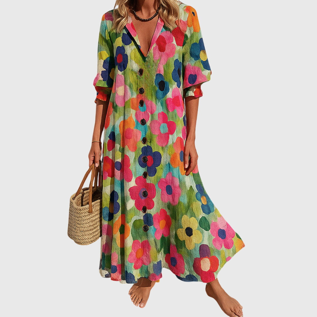 Woman's Elegant Slimming Dress - Boho Charm for Any Occasion
