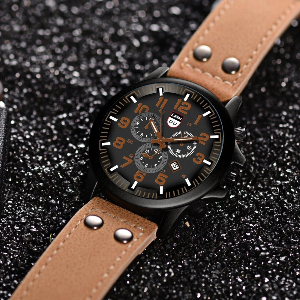 Men's Cowhide Strap Field Watch – Military-Inspired Design – view 3