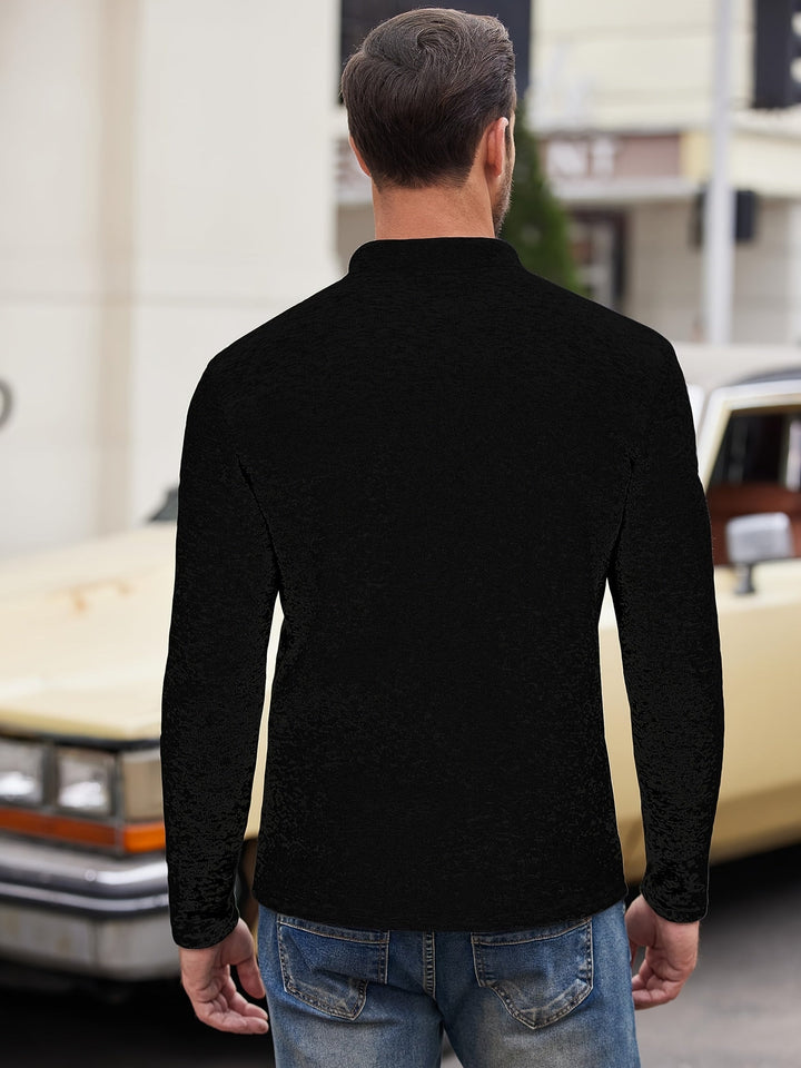 Essential Men's Knit Long Sleeve Top – Grandad Collar Style – view 5