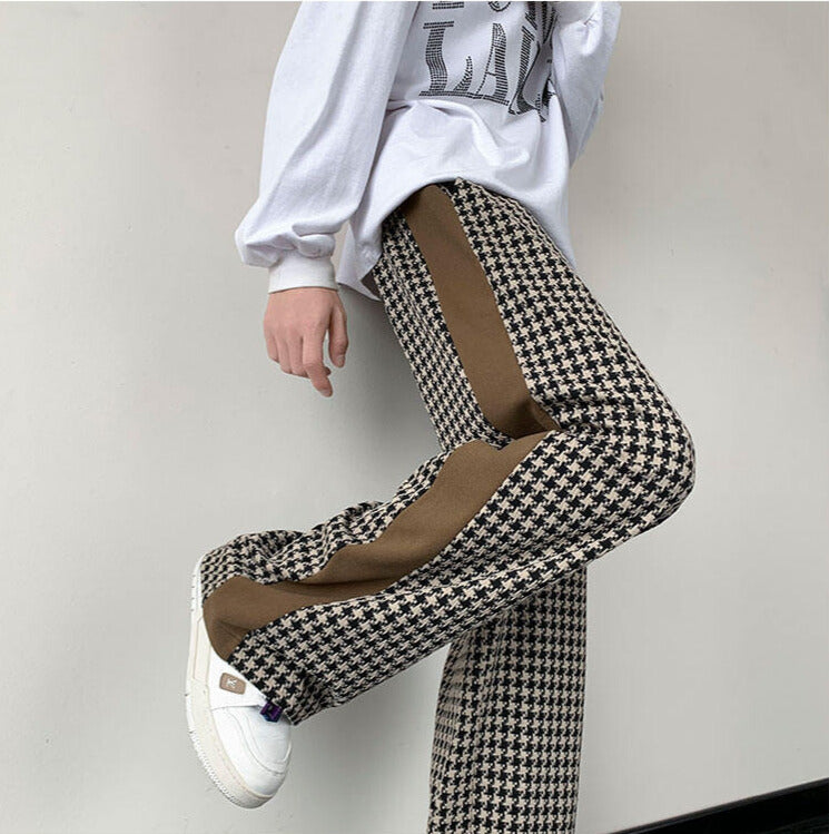 Men's Houndstooth Wide-Leg Trousers – Relaxed Drawstring Fit – view 6