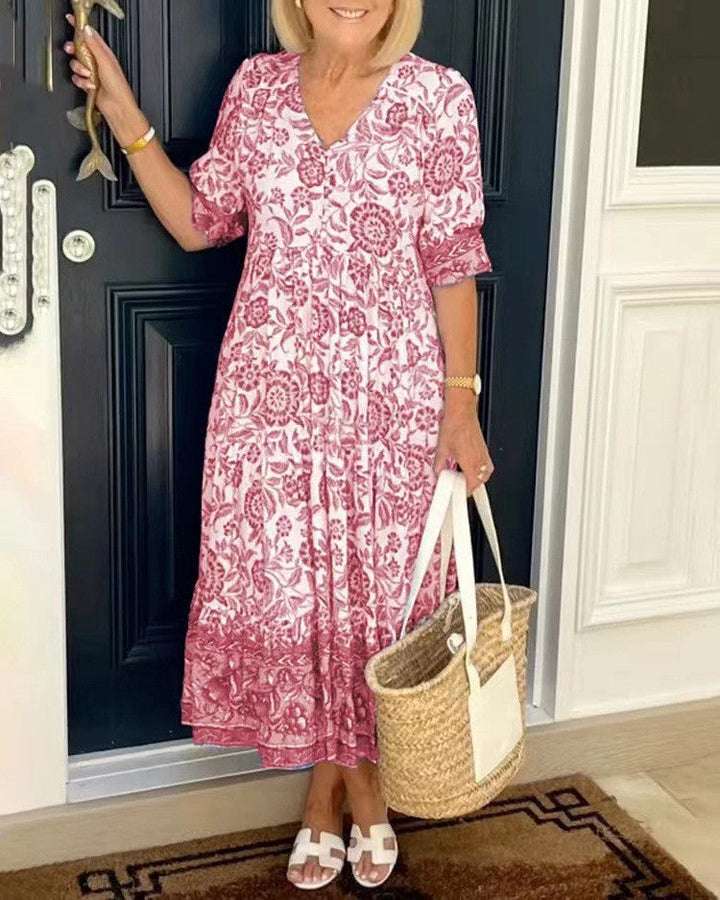 Women's Floral Viscose Maxi Dress - Flattering Everyday Sophistication