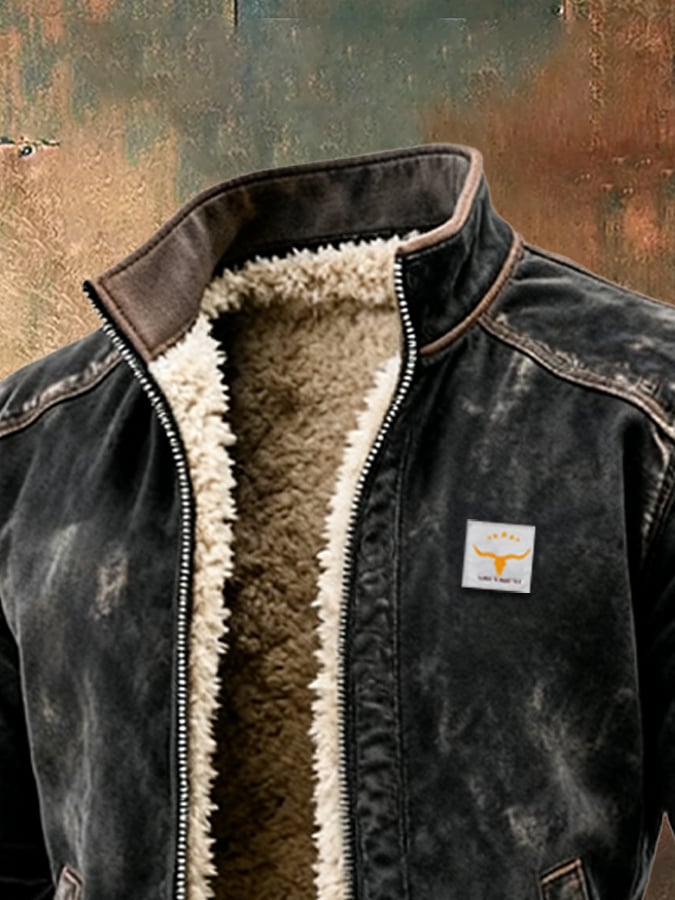 Men's Sherpa-Lined Bomber Jacket – Warm Leather-Effect Winter Coat – view 3