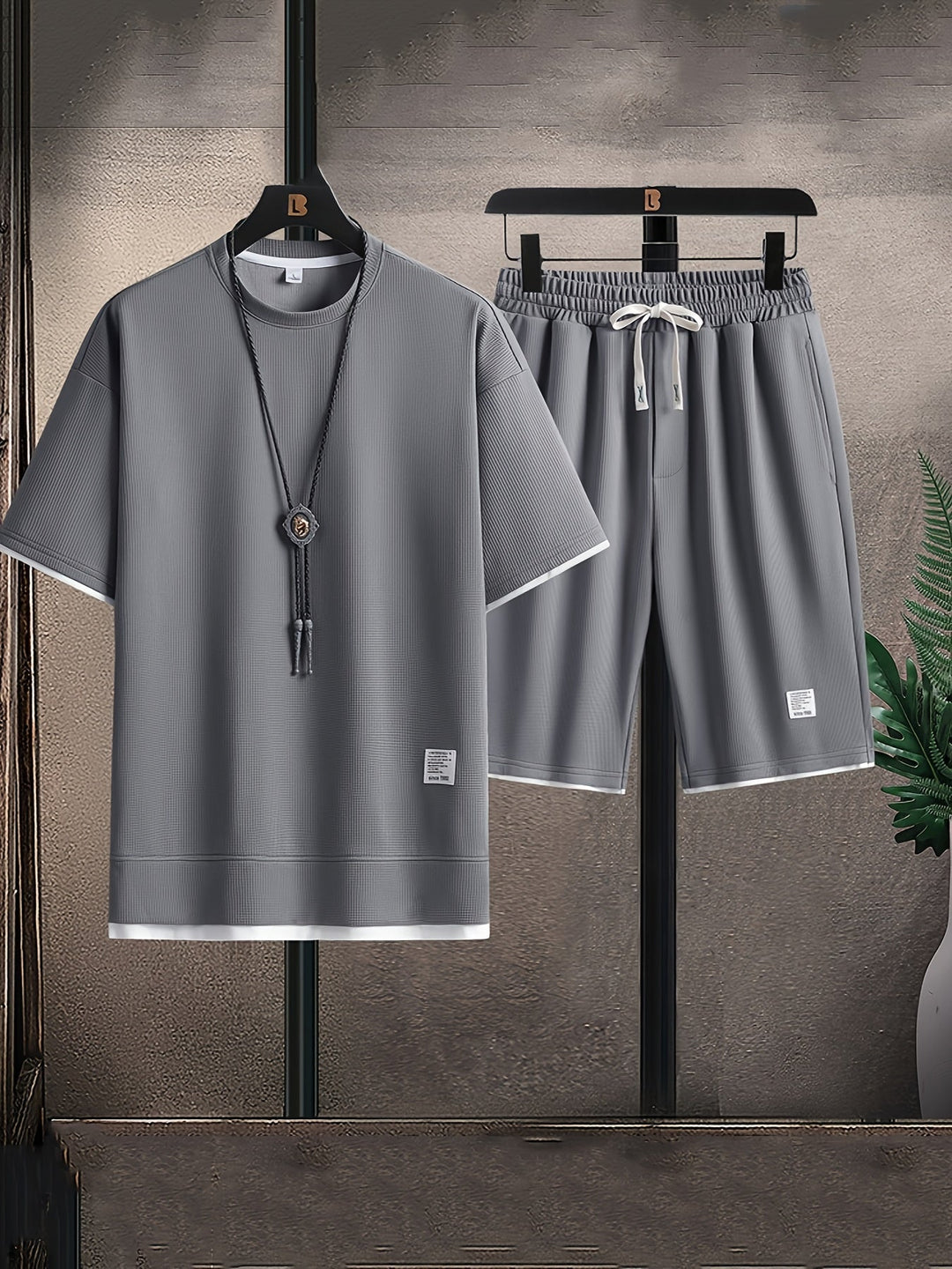 Men's Waffle Knit Lounge Set - Breathable & Soft for Lounging