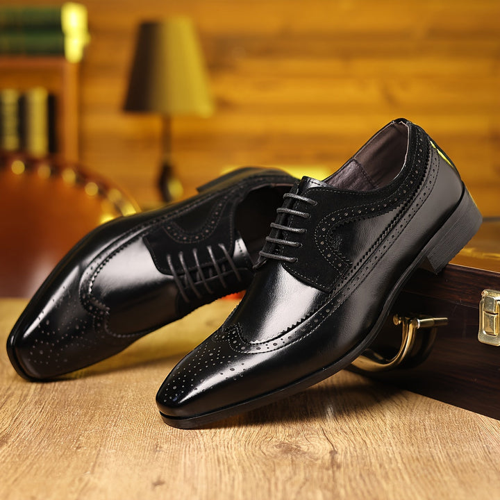 Men's Two-Tone Leather Brogues – Wingtip Lace-Up Dress Shoes – view 6