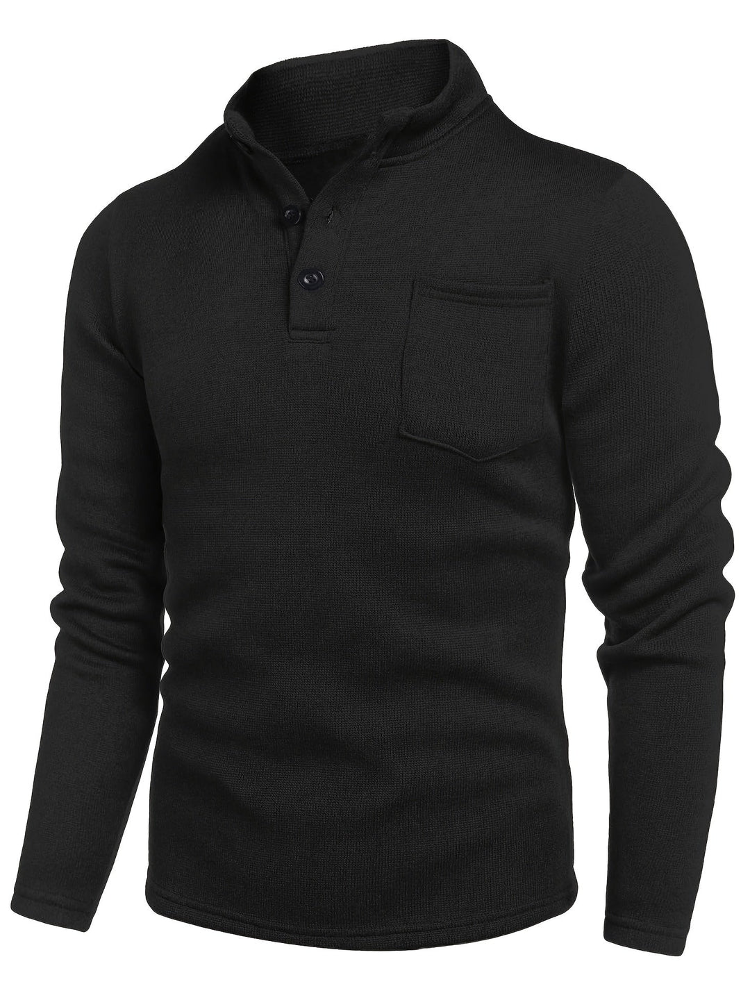 Essential Men's Knit Long Sleeve Top – Grandad Collar Style – view 6