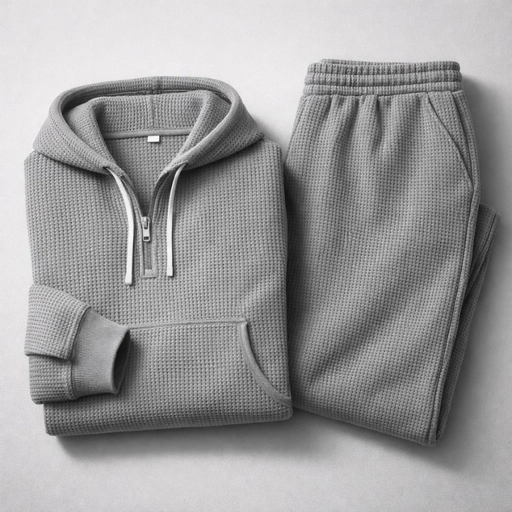 Men's Waffle-Knit Set – Quarter-Zip Hoodie & Joggers – view 10