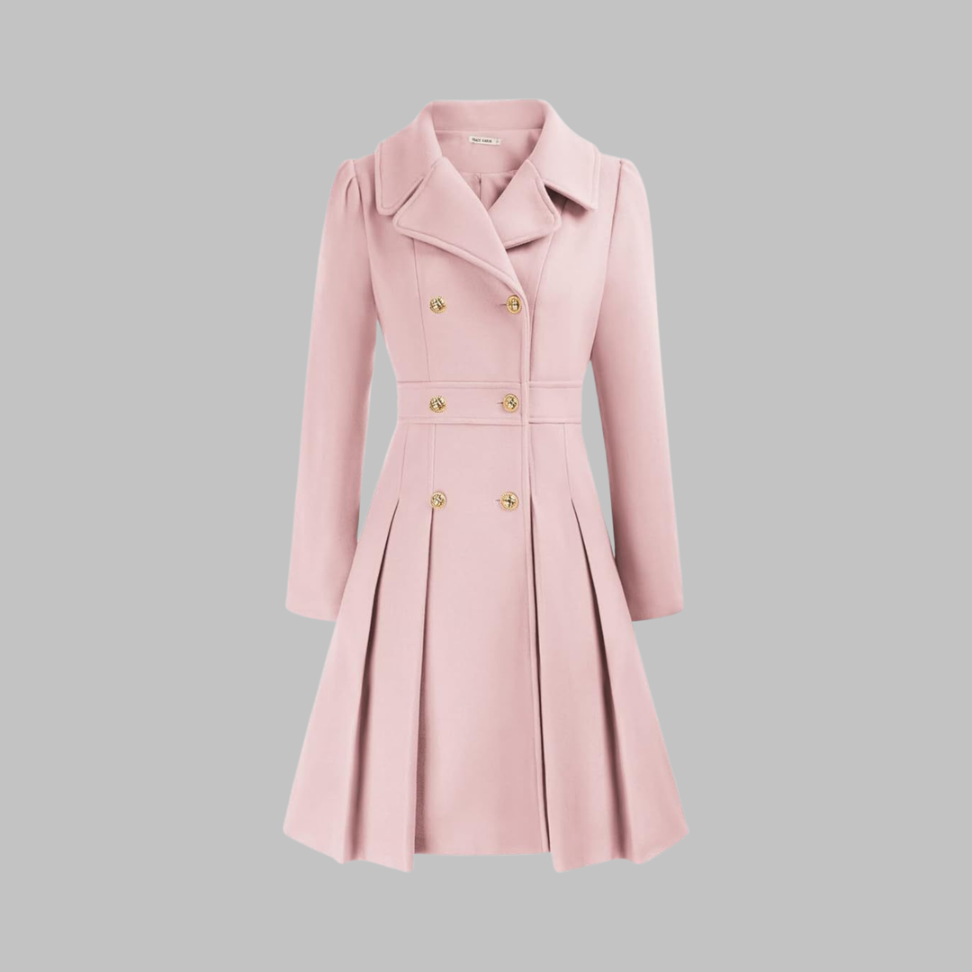 Women's Double Button Long Sleeve Coat - Elegant & Timeless