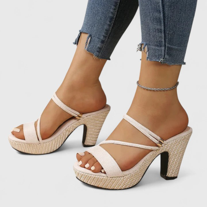 Women's Leather Heeled Sandals - Height With Style and Comfort