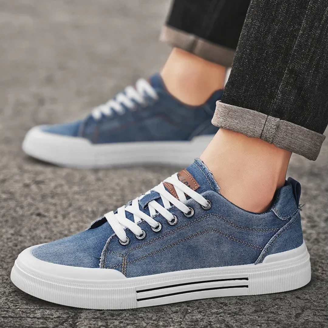 Men's Denim Trainers – Casual Low-Top Sneakers with Grip Sole – view 2