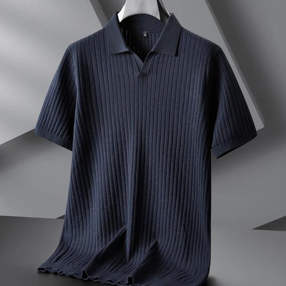 Men's Knitted Polo Shirt – Breathable Ribbed Summer Knit – view 11