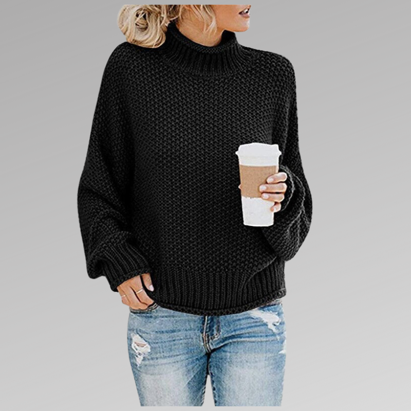 Women's High-Neck Pullover Sweater - Everyday Elegance