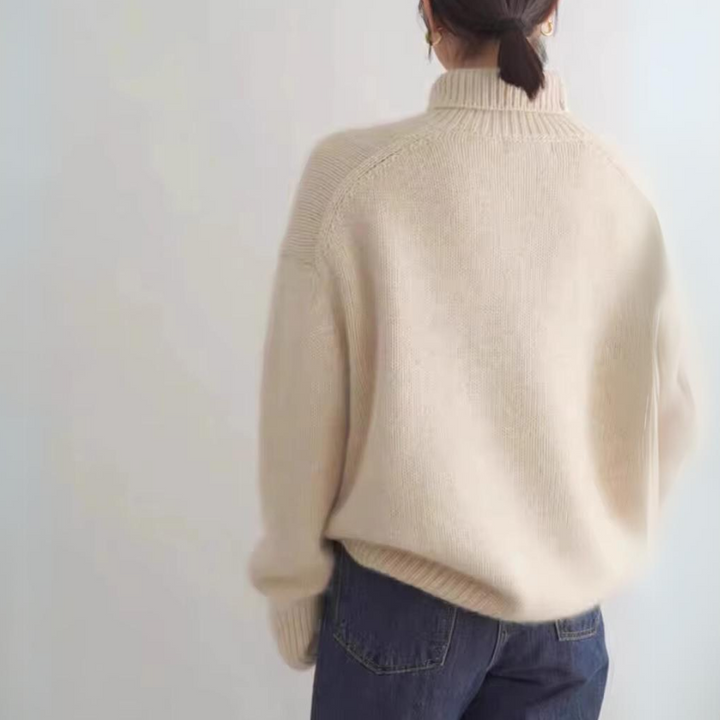 Women's Cashmere Roll Neck Jumper – Oversized Chunky Knit – view 6