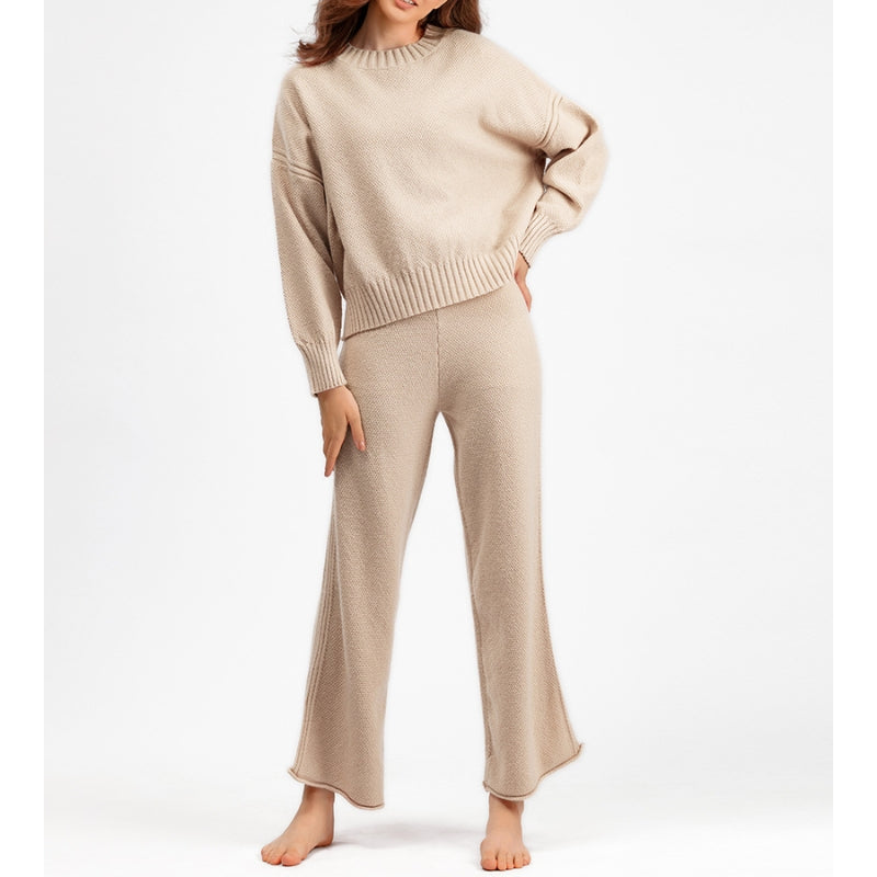 Women's Knitted Two-Piece Set – Jumper and Wide-Leg Trousers – view 7
