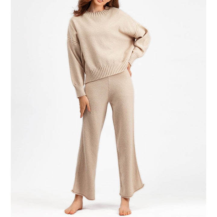 Women's Knitted Two-Piece Set – Jumper and Wide-Leg Trousers – view 7