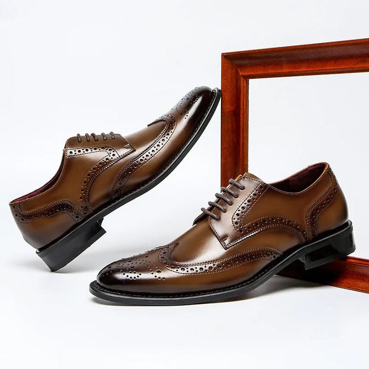 Men's Perforated Leather Oxford Shoes – Formal Brogue Detailing – view 3