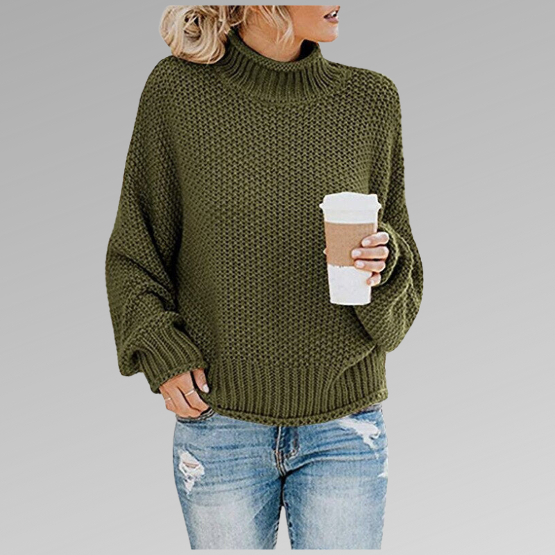 Women's High-Neck Pullover Sweater - Everyday Elegance