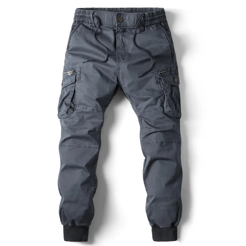 Men's Stretch-Cotton Cargo Joggers – Tapered Everyday Fit – Charcoal