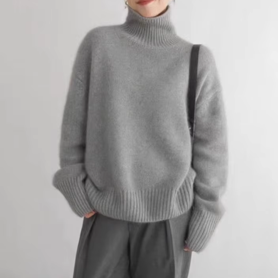 Women's Cashmere Roll Neck Jumper – Oversized Chunky Knit – view 7