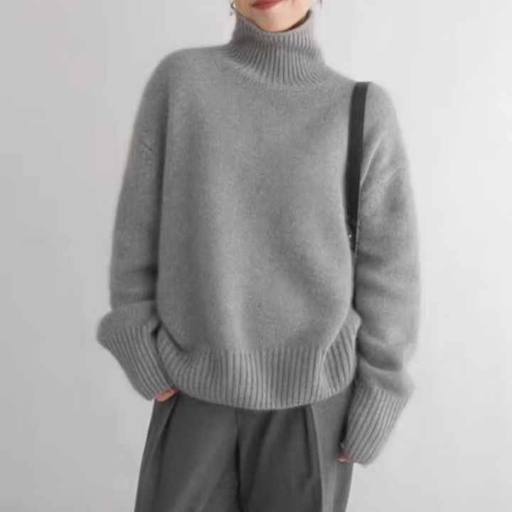 Women's Cashmere Roll Neck Jumper – Oversized Chunky Knit – view 7