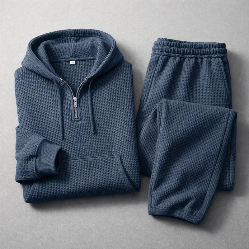 Men's Waffle-Knit Set – Quarter-Zip Hoodie & Joggers – view 8