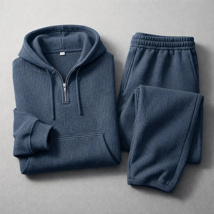 Men's Waffle-Knit Set – Quarter-Zip Hoodie & Joggers – view 8