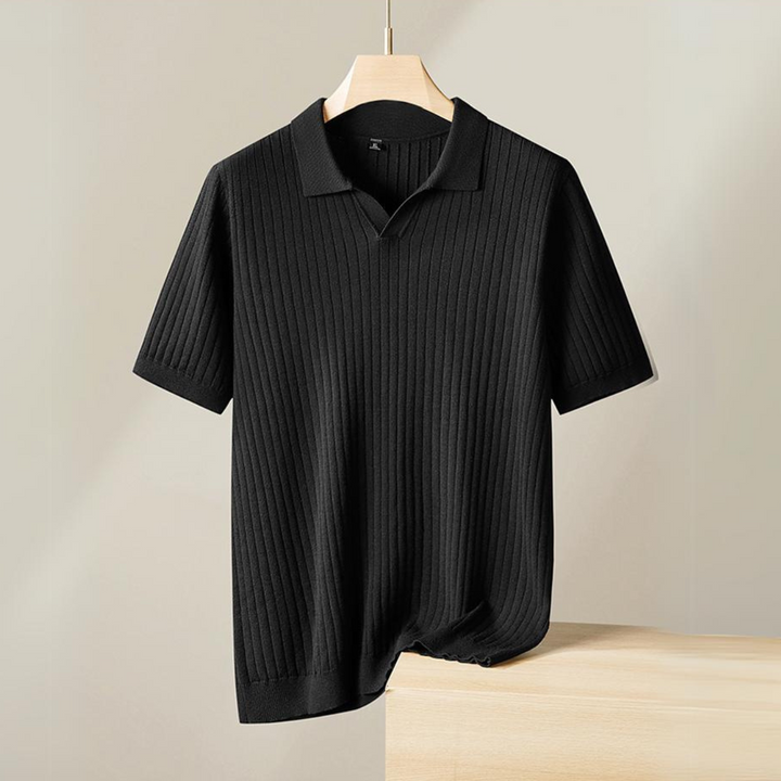 Men's Knitted Polo Shirt – Breathable Ribbed Summer Knit – view 10