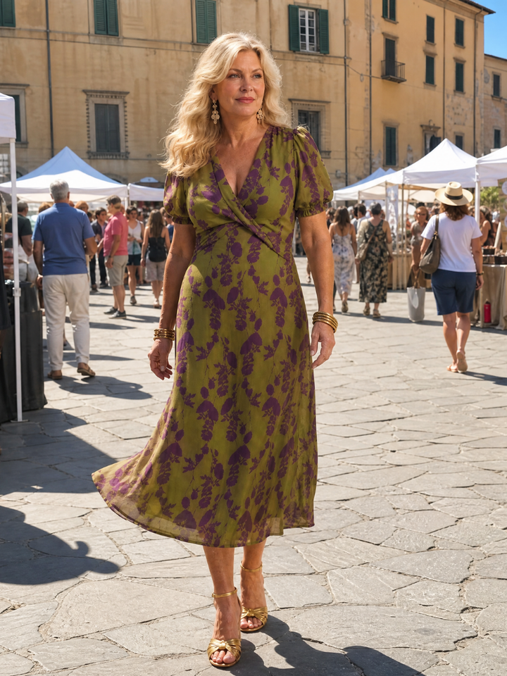 Women's Relaxed Floral Midi Dress - Effortless Day-to-Night Style