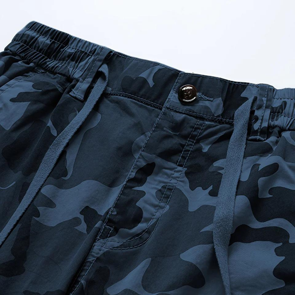 Men's Cotton Camo Cargo Shorts – Drawstring Outdoor Shorts – view 8