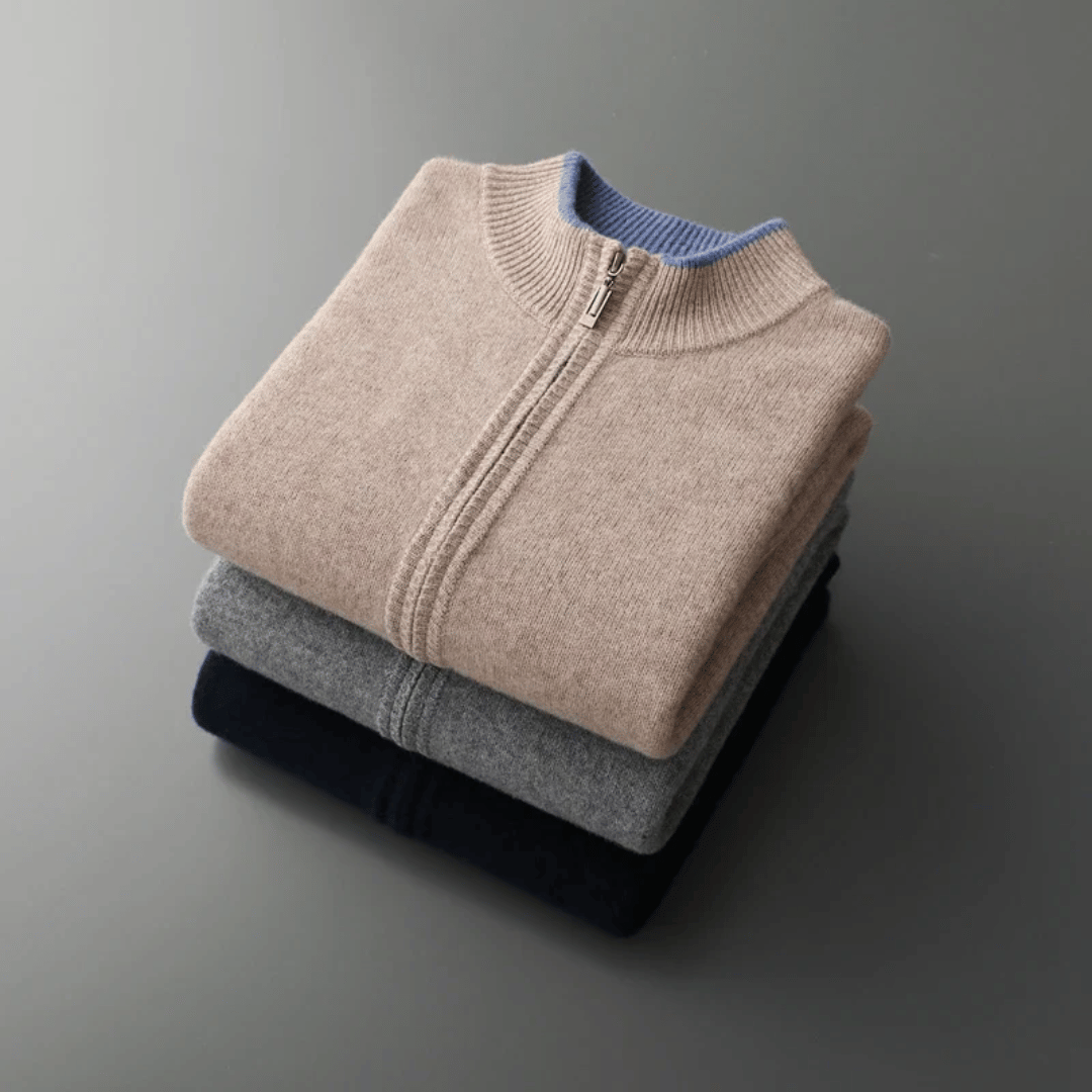 Men's Cashmere Zip Cardigan – Ashford Fine Knit Layer – view 9