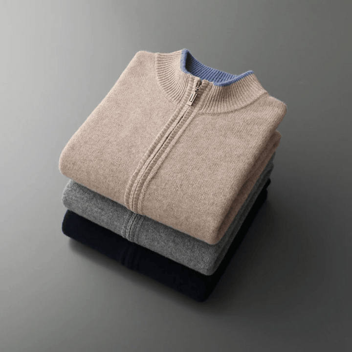 Men's Cashmere Zip Cardigan – Ashford Fine Knit Layer – view 9